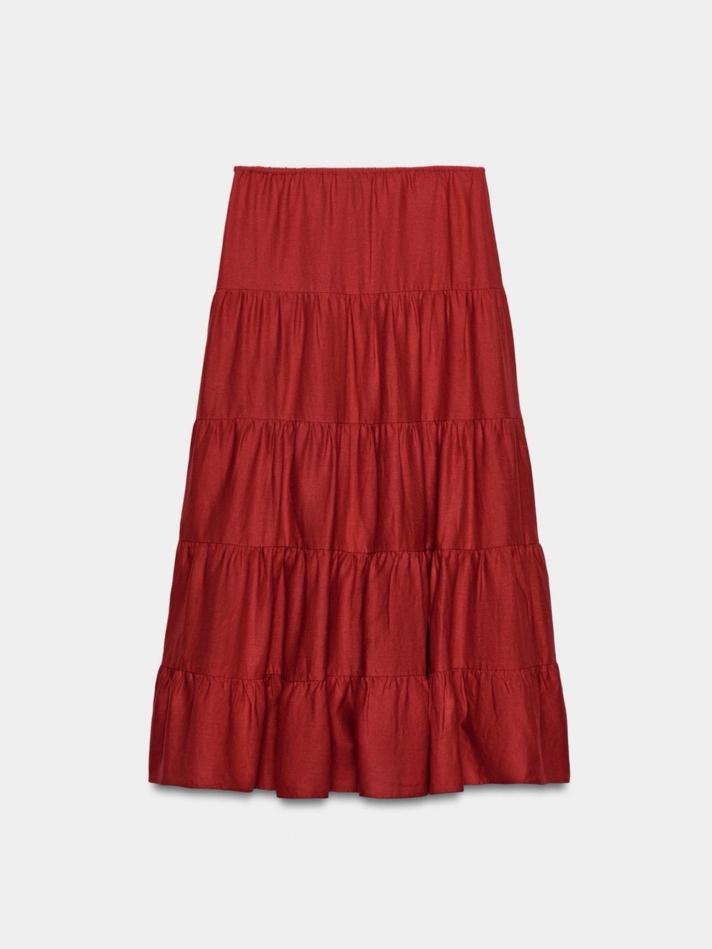 Zara Red Linen Halter Tiered Skirt Set - Picture 10 of 11